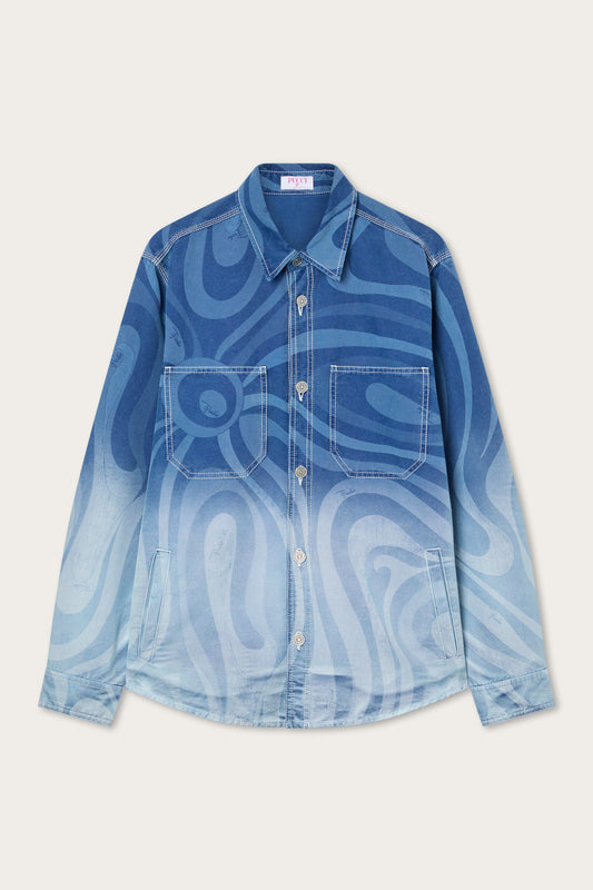 Marmo Print Oversized Denim Jacket