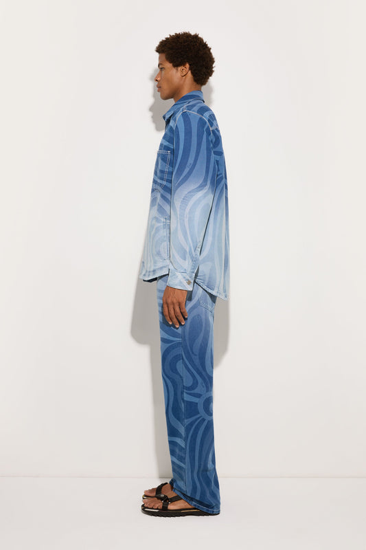 Marmo Print Oversized Denim Jacket