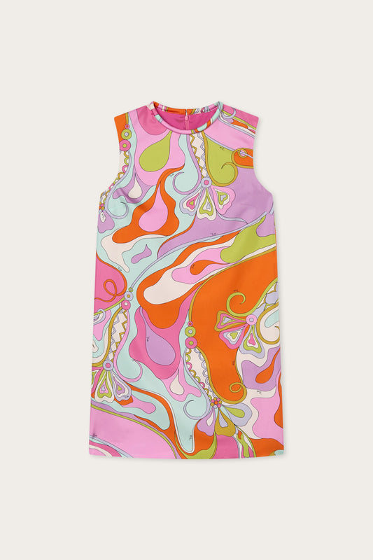 Orchidee Print Silk Dress