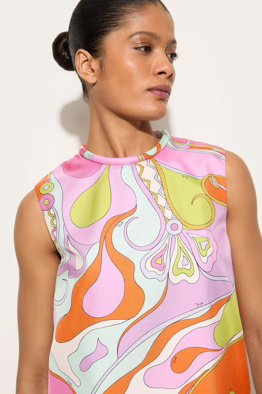 Orchidee Print Silk Dress