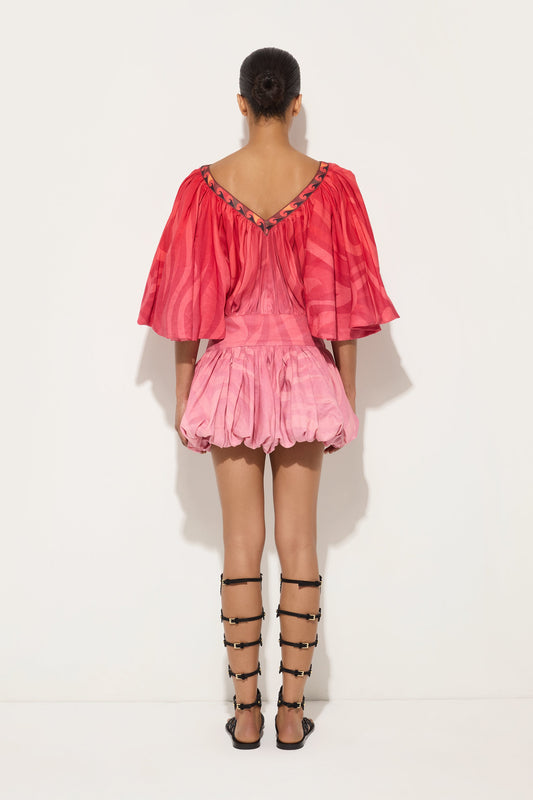 Marmo Gradient Print Ramie Dress