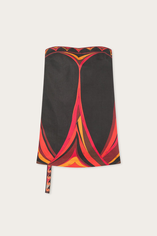 Abito in Cotone e Lino in Stampa Fari