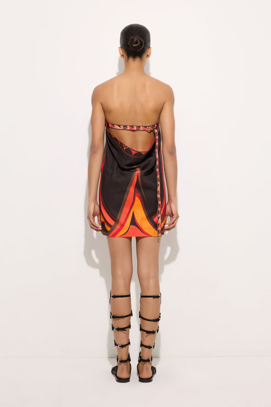 Abito in Cotone e Lino in Stampa Fari