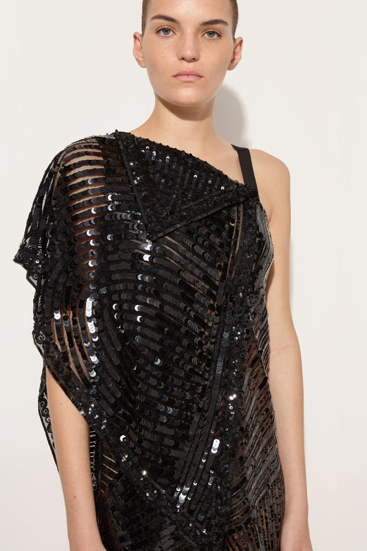 Abito Asimmetrico Ricamato