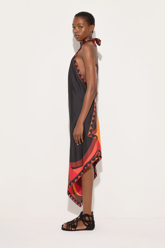 Abito in Seta in Stampa Fari