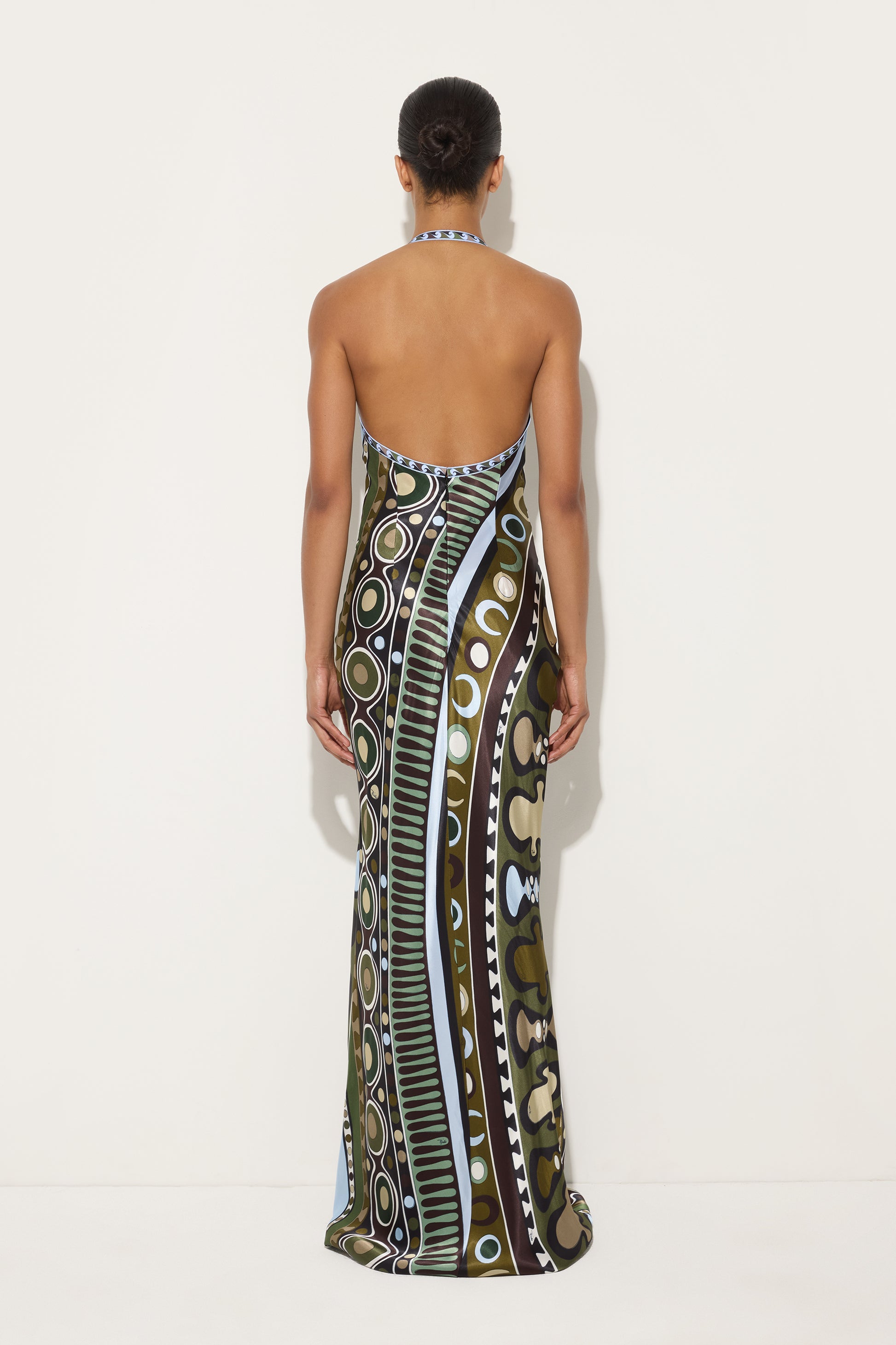 pucci backless dress PUCCI Printed Silk Open Back Minidress Emilio Pucci