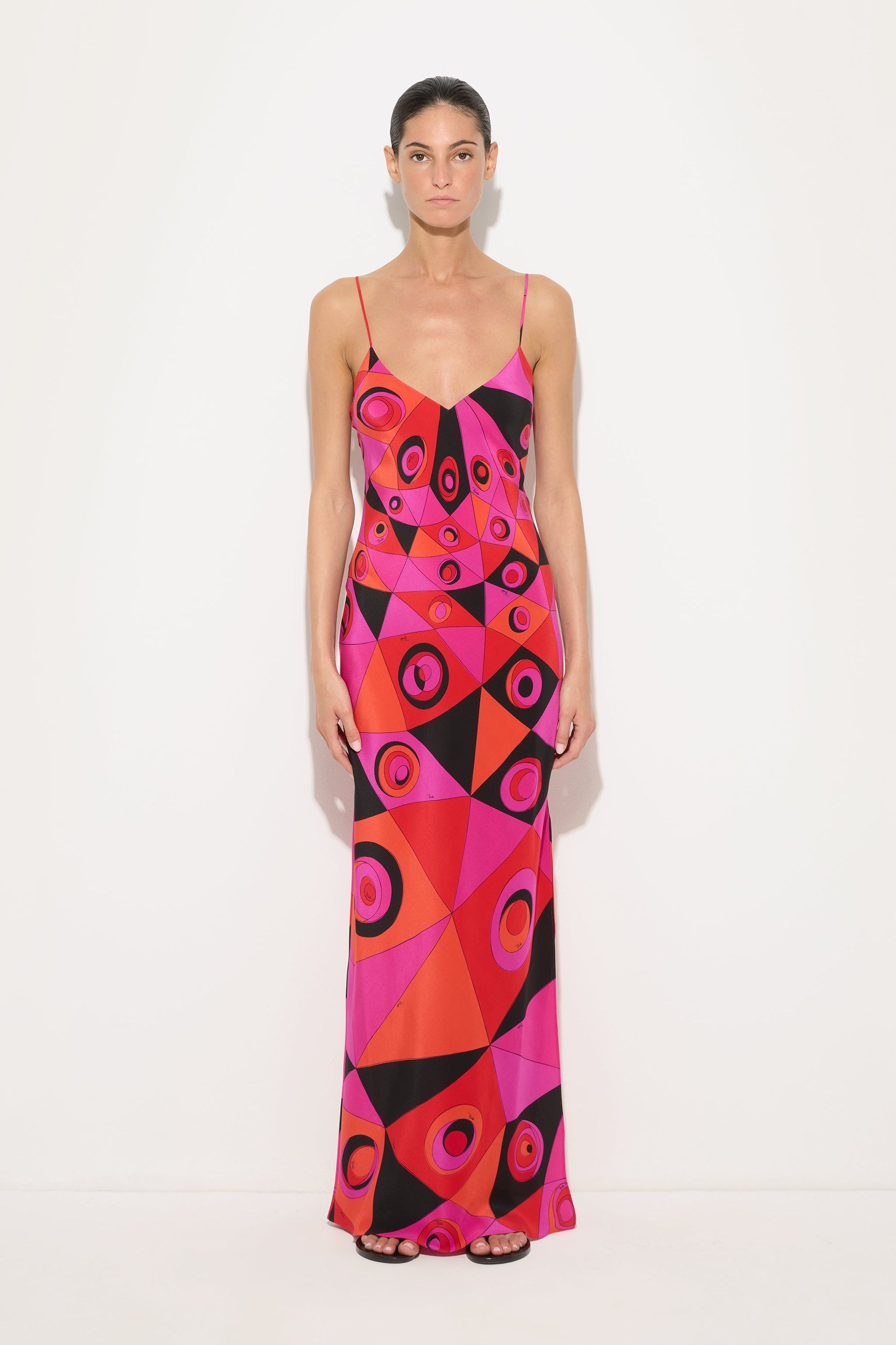 pink pucci dress Printed tulle maxi dress - multi