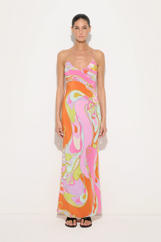 Orchidee Print Silk Dress