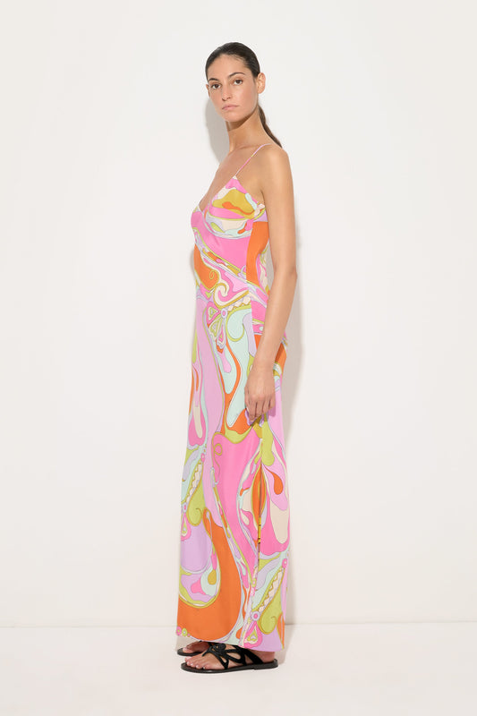 Orchidee Print Silk Dress