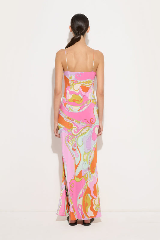 Orchidee Print Silk Dress