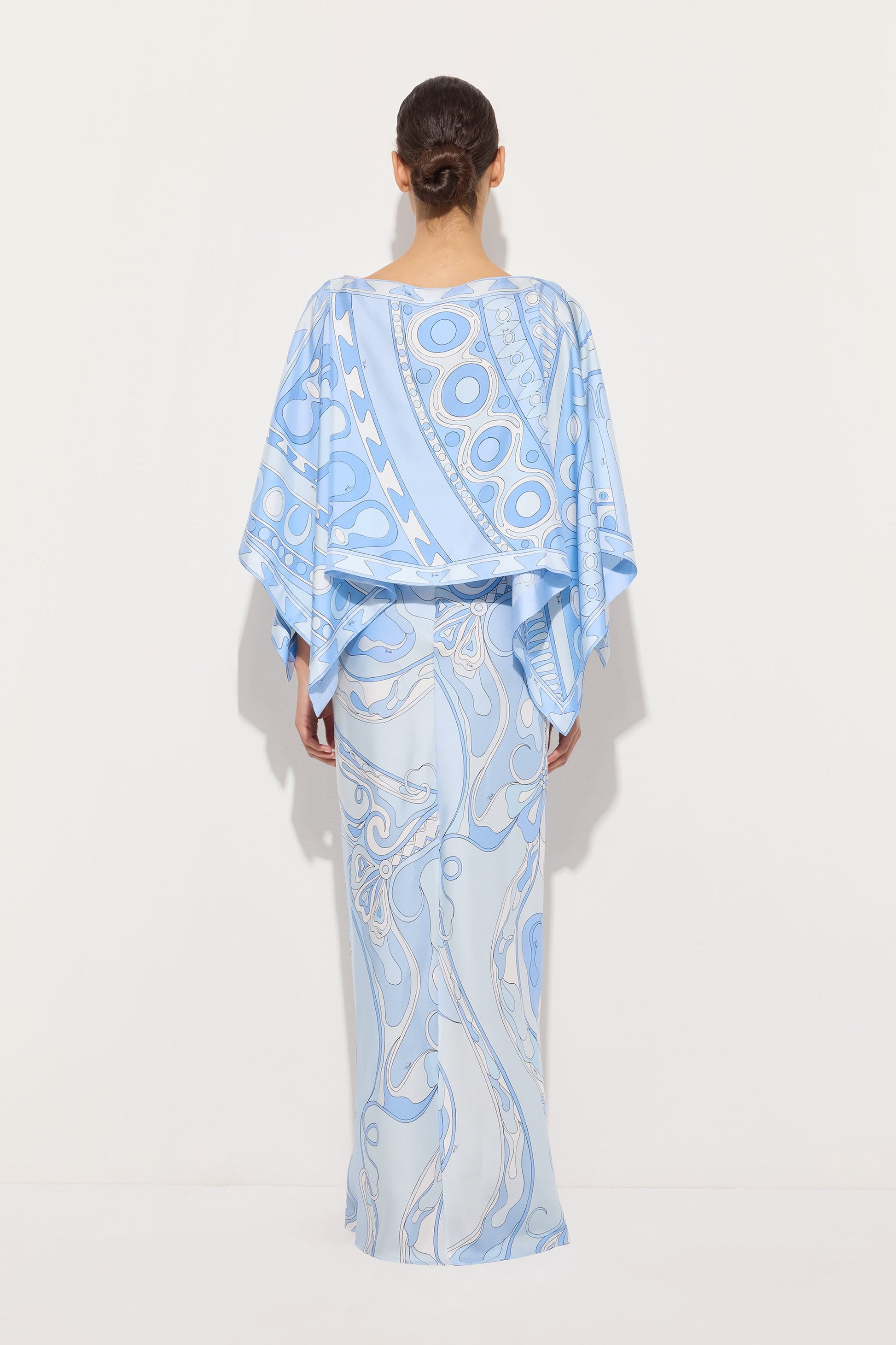 Orchidee and Soleil Print Silk Dress with Cape – PUCCI Orchidee and Soleil Print Silk Dress with Cape – PUCCI