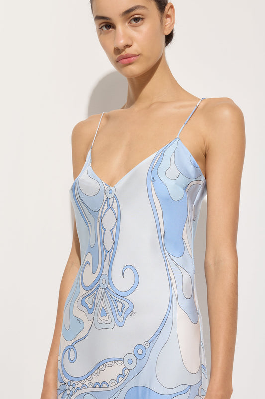 Orchidee and Soleil Print Silk Dress with Cape