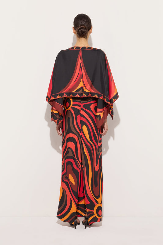 Abito in Seta con Coprispalle in Stampa Marmo