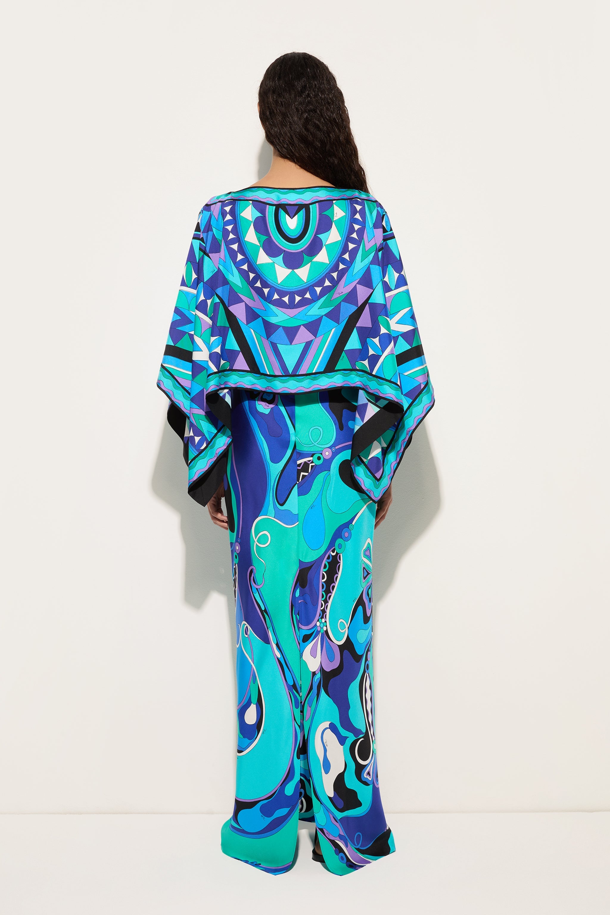Orchidee Print Silk Dress with Cape – PUCCI