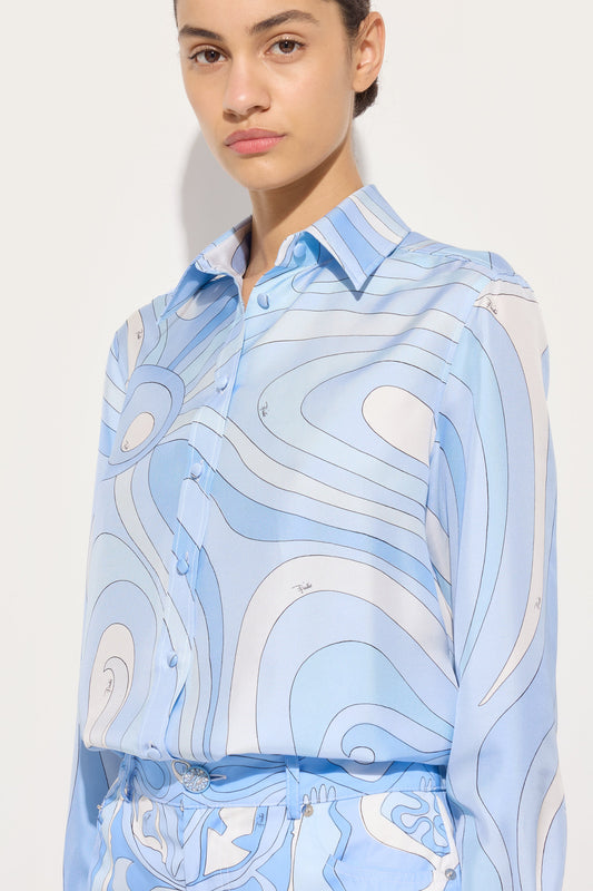 Marmo Print Silk Shirt