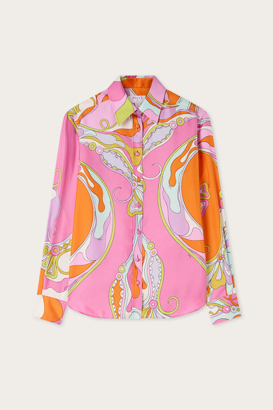 Orchidee Print Silk Shirt