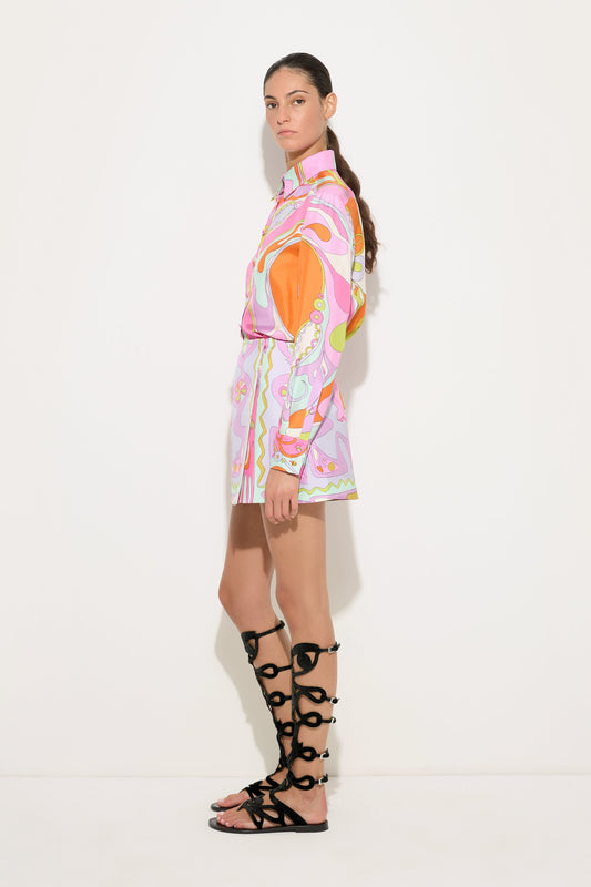 Orchidee Print Silk Shirt