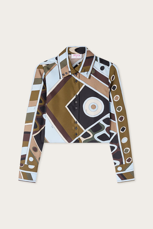 Vivara Print Silk Crop Shirt