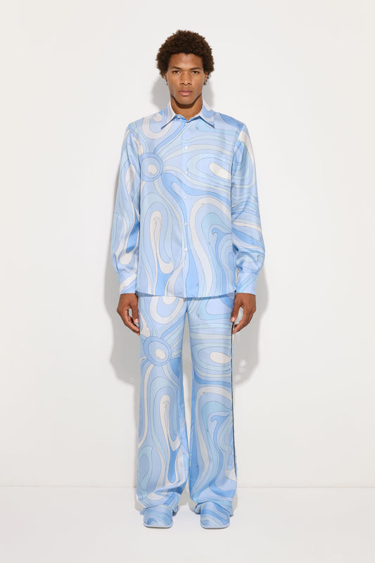 Marmo Print Oversized Silk Shirt