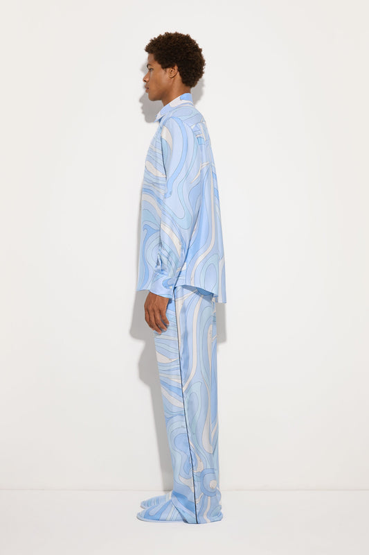 Marmo Print Oversized Silk Shirt