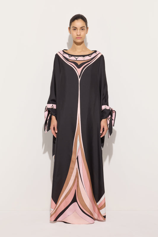 Caftano in Seta in Stampa Fari