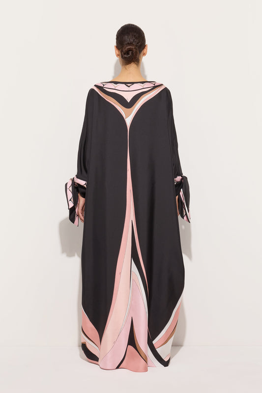 Caftano in Seta in Stampa Fari