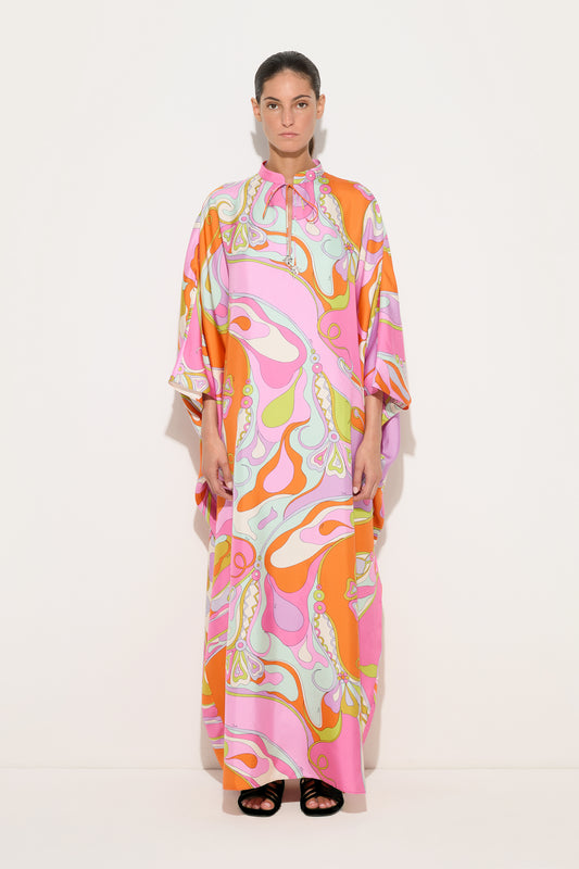 Orchidee Print Silk Kaftan