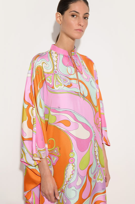 Orchidee Print Silk Kaftan