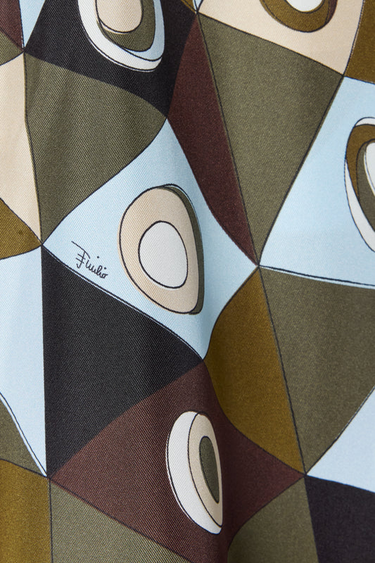 Caftano in Seta con Ricami in Stampa Occhi