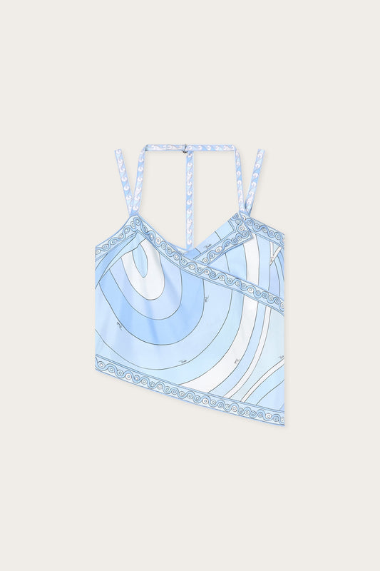 Iride Print Silk Scarf Top