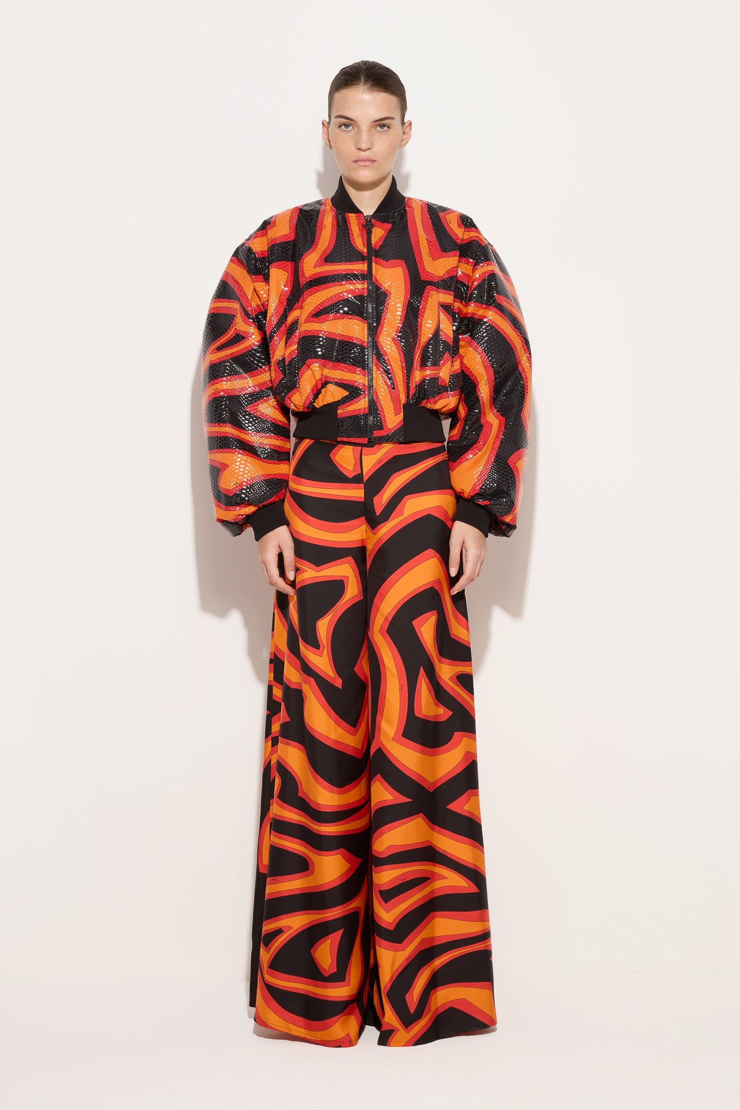 Labirinto Print Silk Palazzo Pants