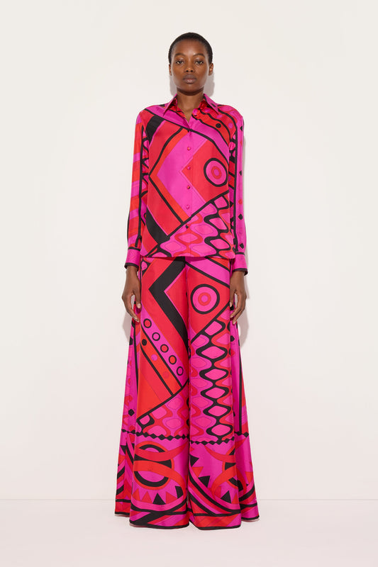 Vivara Print Silk Palazzo Pants