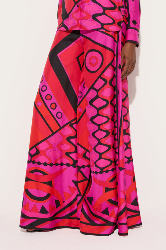 Vivara Print Silk Palazzo Pants