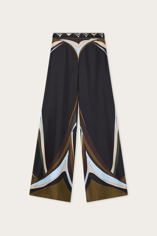 Fari Print Silk Palazzo Pants