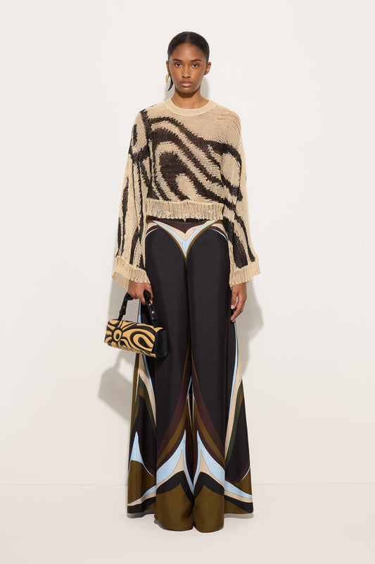Fari Print Silk Palazzo Pants