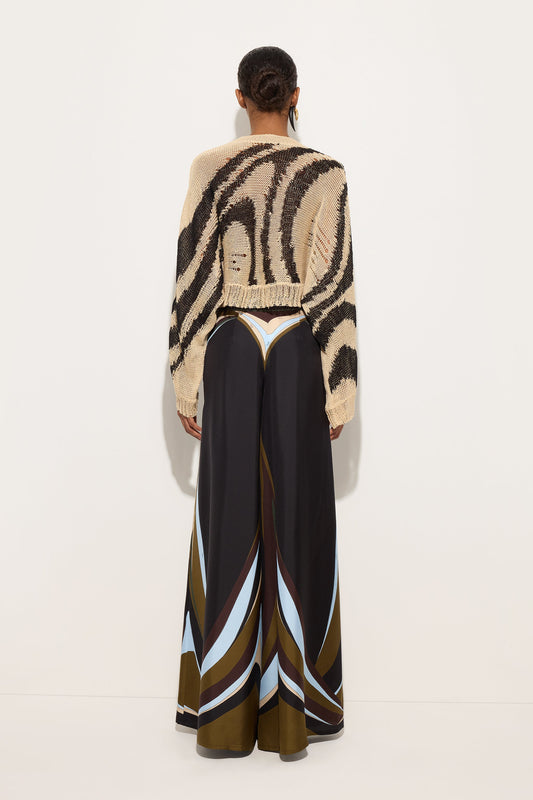 Fari Print Silk Palazzo Pants