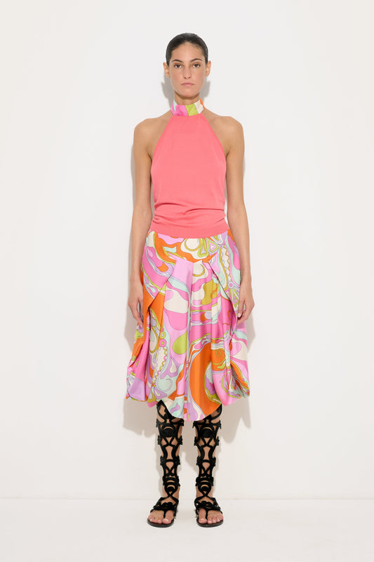 Orchidee Print Wide Silk Pants