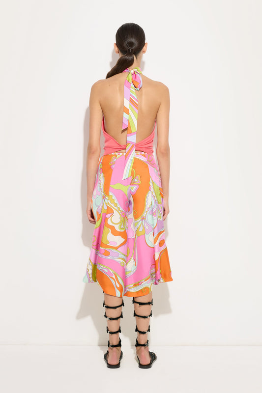 Orchidee Print Wide Silk Pants