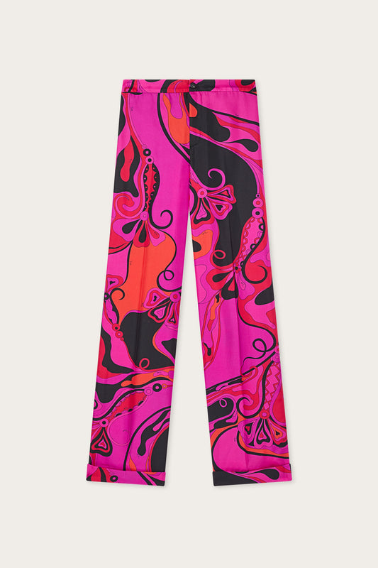 Orchidee Print Silk Pants