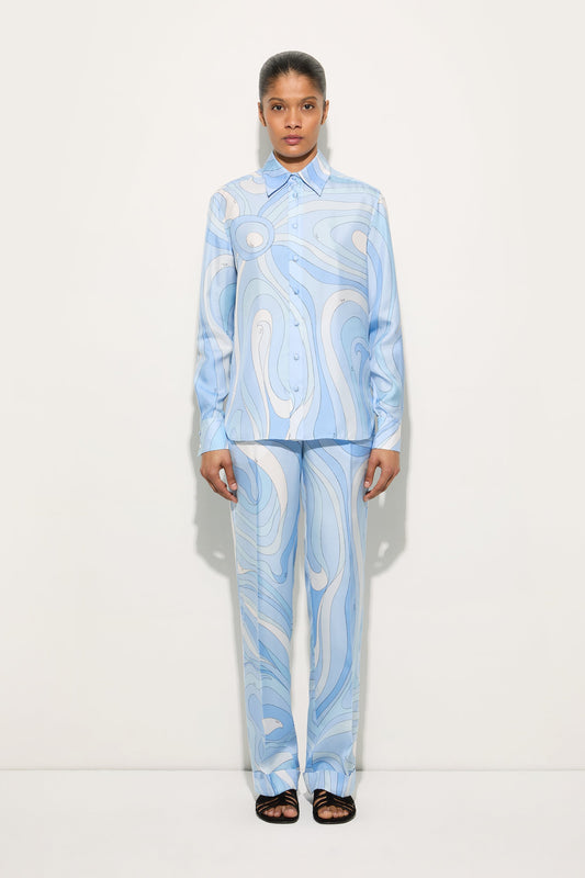 Marmo Print Silk Pants