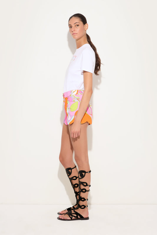 Orchidee Print Scallop trim shorts