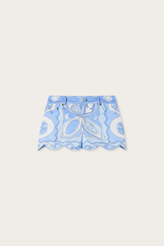 Angoli Print Scallop trim shorts