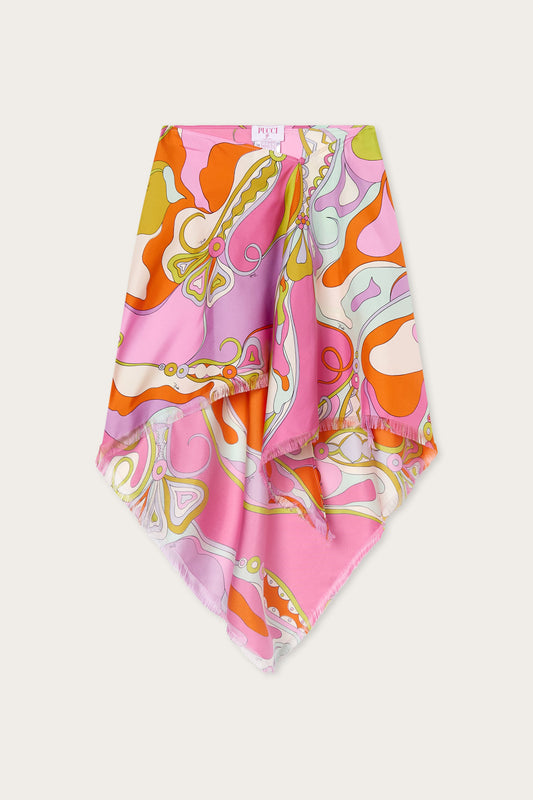 Orchidee Print Silk Skirt