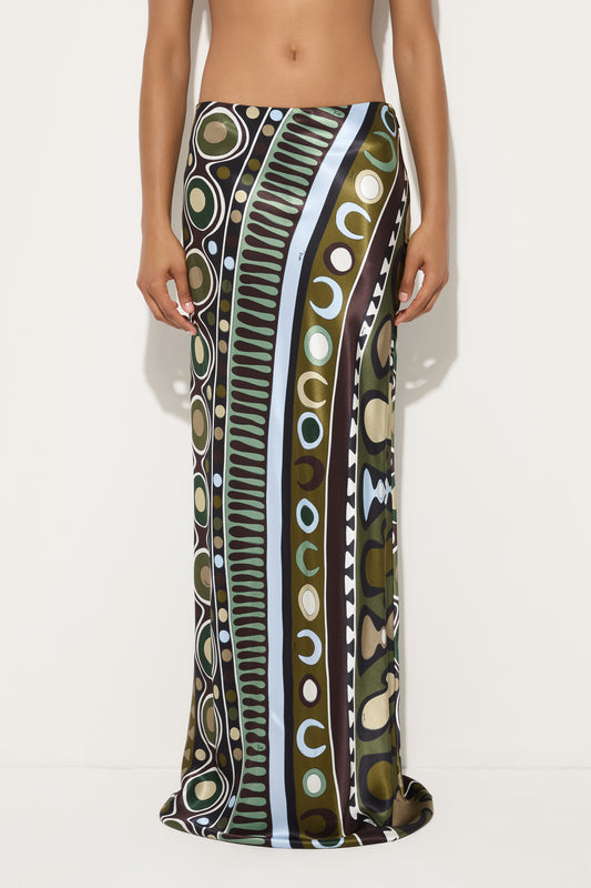 Soleil Print Satin Skirt