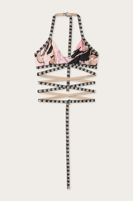 Orchidee Print Silk Satin Bra