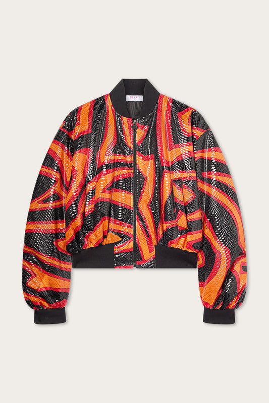 Giacca Bomber in Stampa Labirinto