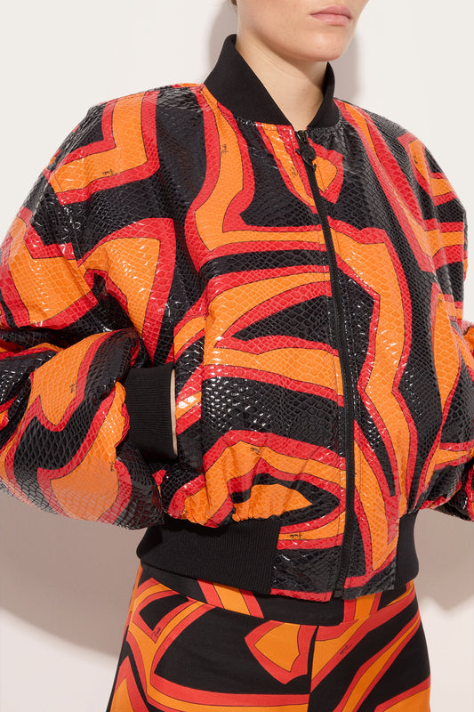 Giacca Bomber in Stampa Labirinto