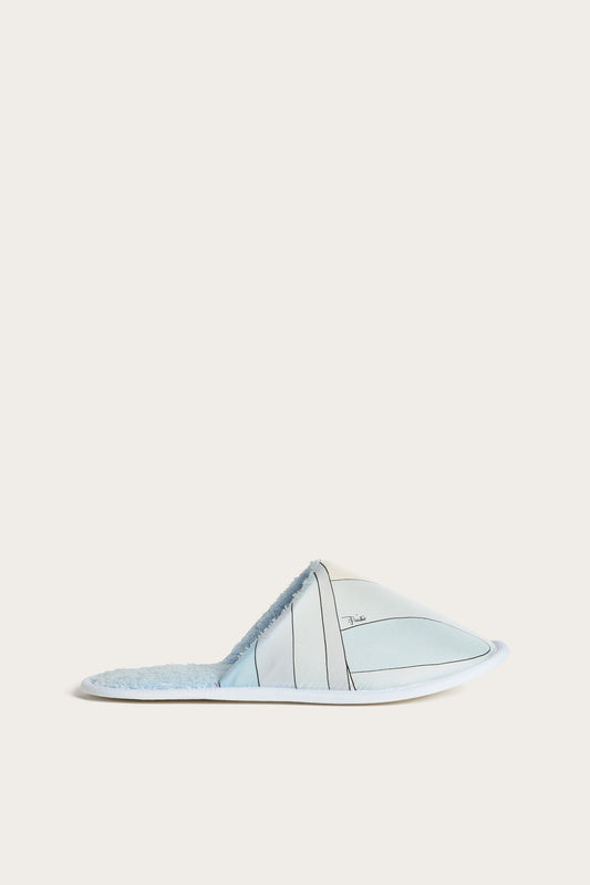 Terry Cloth and Silk Twill Slippers