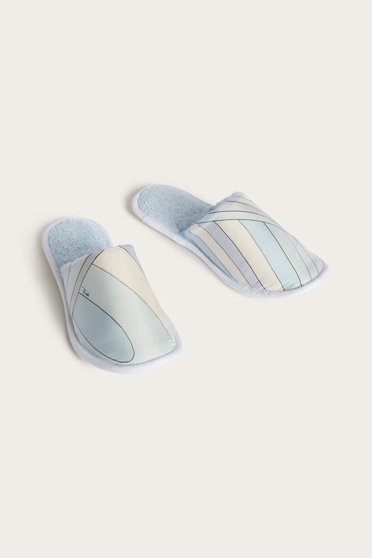 Terry Cloth and Silk Twill Slippers