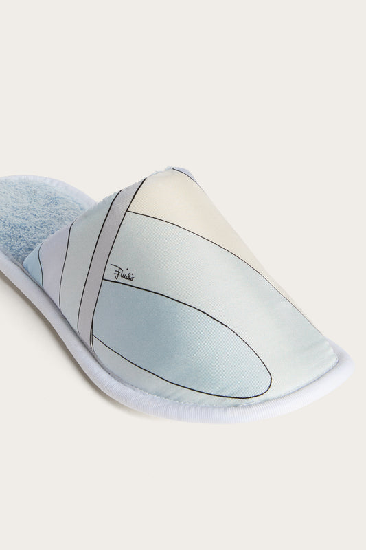 Terry Cloth and Silk Twill Slippers